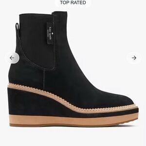 Kate Spade Addison Black and Tan Wedge Booties